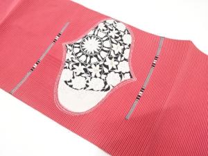 絽綴れ　花更紗模様織り出し　名古屋帯